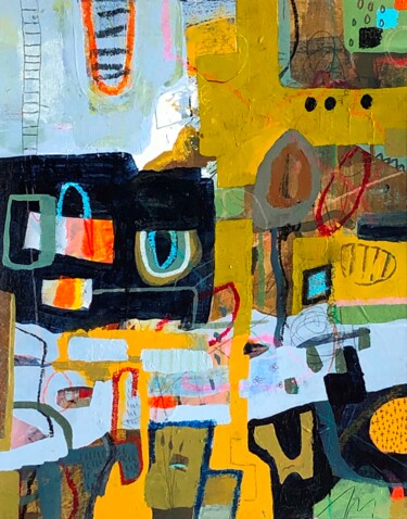 Painting titled "Une maille à l'enve…" by Claudia Dumont, Original Artwork, Acrylic