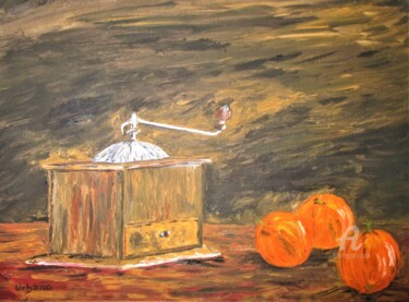 Painting titled "Le Moulin à Café" by Roberto Urbano, Original Artwork, Oil