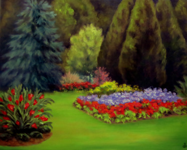 绘画 标题为“Glowing Garden” 由Vicki Van Vynckt, 原创艺术品, 油
