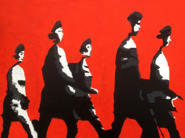 Malerei mit dem Titel "Walking" von Kosta Morr, Original-Kunstwerk, Acryl Auf Keilrahmen aus Holz montiert