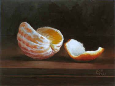 Orange pelée et écorce - Peeled orange and bark Painting titled "Orange pelée et éco…" by Laurent Bussiere (hellbay), Original Artwork, Oil