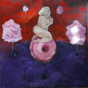 Painting titled "Słodki ciężar / Hea…" by Bacchante, Original Artwork, Oil Mounted on Wood Panel