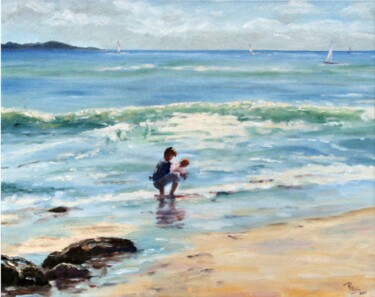 Schilderij getiteld "Playa" door Romina Rosin, Origineel Kunstwerk, Anders