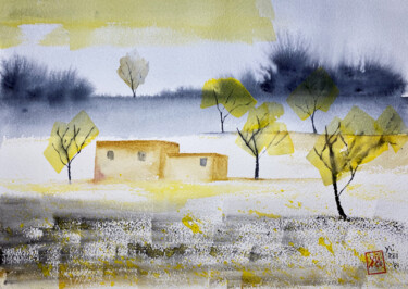 Pittura intitolato "Gli alberi di limone" da Yūrei, Opera d'arte originale, Acquarello