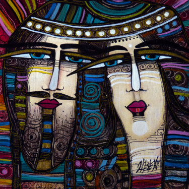 Peinture intitulée "Ensemble 30 cm" par Albena Vatcheva, Œuvre d'art originale, Huile Monté sur Carton