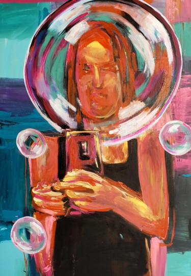 Pintura intitulada "Bolha" por Leticia Chamone, Obras de arte originais, Acrílico