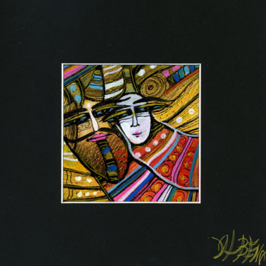Les Icares amoureux Peinture intitulée "Les Icares amoureux" par Albena Vatcheva, Œuvre d'art originale, Huile Monté sur Carton