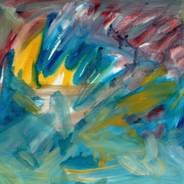 Pintura titulada "Golden Blues" por Caren Keyser, Obra de arte original, Acrílico
