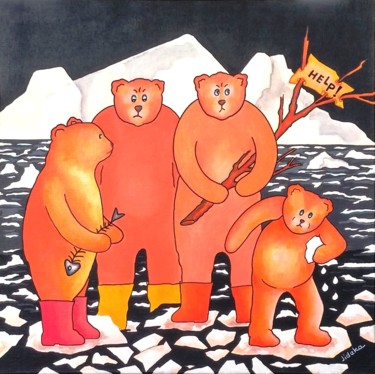 Réchauffement climatique n°11 Peinture intitulée "Réchauffement clima…" par Jocelyne Deschamps-Kus, Œuvre d'art originale, Acrylique