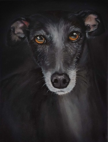 Schilderij getiteld "English Greyhound 2" door Antonina Leshchenko, Origineel Kunstwerk, Olie