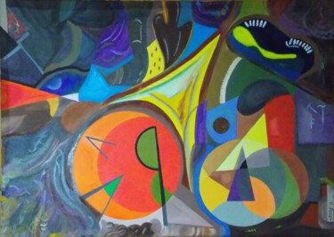 Schilderij getiteld "Dreiklang" door Harry, Origineel Kunstwerk, Olie