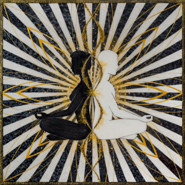 Painting titled "Hypnotic Yin-Yang" by Elena Averina, Original Artwork, Acrylic Mounted on Wood Stretcher frame