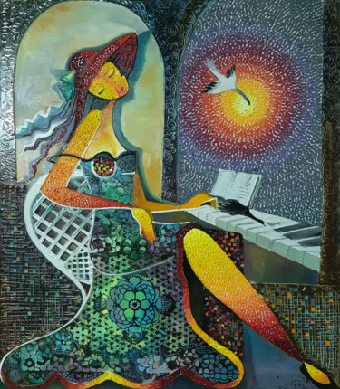 Elegy (60x70cm, oil painting, modern art, ready to hang) 제목이 "Elegy (60x70cm, oil…"인 미술작품 Ruzanna Melqumyan로, 원작, 기름 나무 들것 프레임에 장착됨