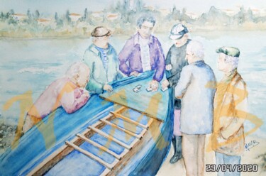 Peinture intitulée "La fontaine, l'obél…" par Nora M.B., Œuvre d'art originale, Aquarelle