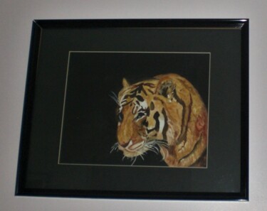 Painting titled "LE TIGRE - Aquarell…" by Eliane Morvan (CREADELI  "les petits bonheurs d'Eli"), Original Artwork, Watercolo…