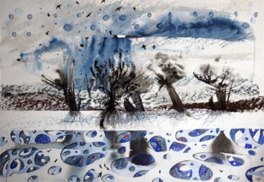 Spring first rain - original landscape painting Painting titled "Spring first rain -…" by Maria Shedrina, Original Artwork, Watercolor
