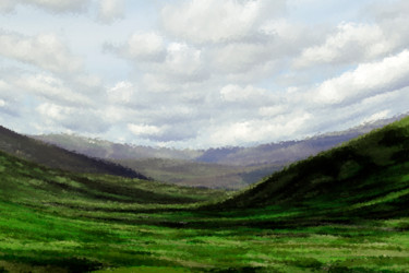 Digitale Kunst mit dem Titel "Berglandschaft wohl…" von Sigrid Gombert, Original-Kunstwerk, Digitale Malerei