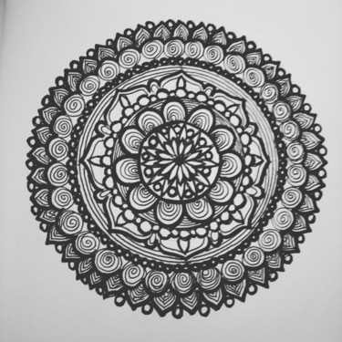 Drawing titled "Mandala Delight" by Ingela Rafiq, Original Artwork, Marker