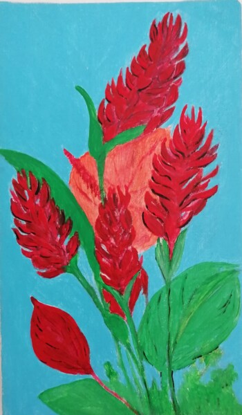 Peinture intitulée "Bouquet de fleurs e…" par Charles Corbin, Œuvre d'art originale, Acrylique Monté sur Châssis en bois