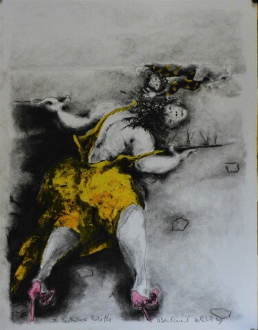Dessin intitulée "O sentiment volatil…" par Jean Francois Bottollier, Œuvre d'art originale, Conté