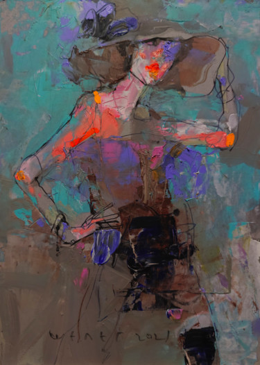 Painting titled "Walk" by Viktor Sheleg, Original Artwork, Oil