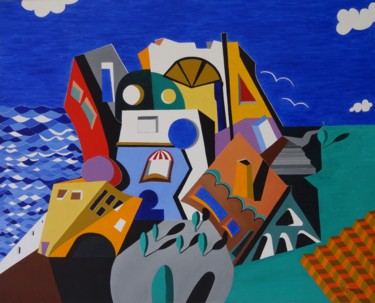 Painting titled "La tour de Babel" by Dominique Frampier, Original Artwork, Oil
