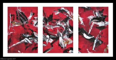 Peinture intitulée "Triptyque Crash rou…" par Maryse Lapointe, Œuvre d'art originale, Huile