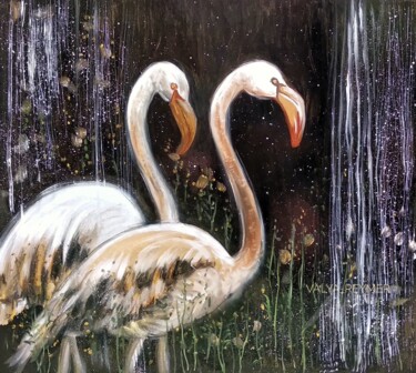 绘画 标题为“Two flamingos” 由Valentina Reymer, 原创艺术品, 油