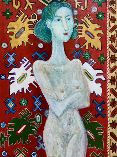 제목이 ".Carpet and girl"인 미술작품 Zakir로, 원작, 기름