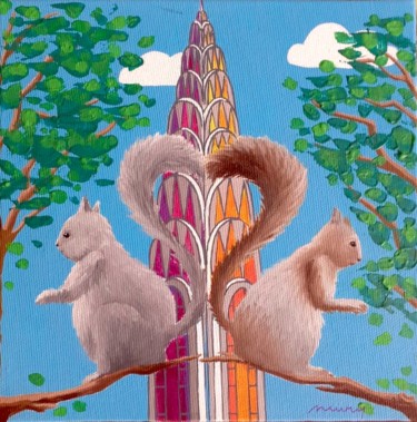 「Two squirrels in Ne…」というタイトルの絵画 Sophie Neuryによって, オリジナルのアートワーク, アクリル