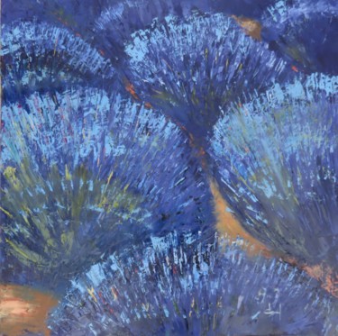 Au coeur des lavandes Peinture intitulée "Au coeur des lavand…" par Véronique Degabriel, Œuvre d'art originale, Huile