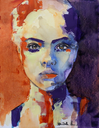 Painting titled "My Head & My Heart" by Donatella Marraoni, Original Artwork, Watercolor