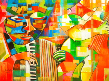 Instrumentalist Schilderij getiteld "Instrumentalist" door Olaoluwa Smith, Origineel Kunstwerk, Acryl