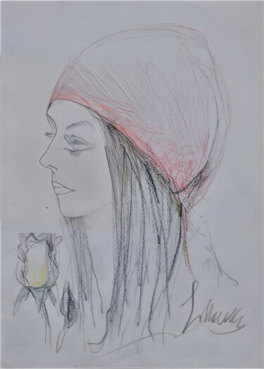 「La cuffietta rossa」というタイトルの描画 Tonino Gottarelliによって, オリジナルのアートワーク, コンテ
