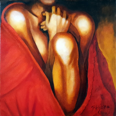 Peinture intitulée "Entre soie et laine…" par Phybra, Œuvre d'art originale, Huile