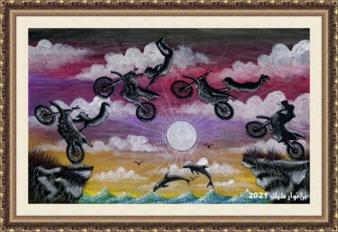 Painting titled "Death Leap" by Malik Bennouar, Original Artwork, Acrylic