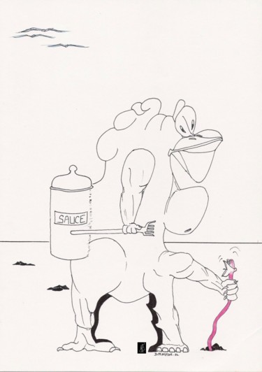 图画 标题为“Le Saucier” 由Dominique Frampier, 原创艺术品, 圆珠笔