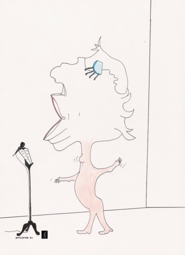 图画 标题为“Voxanne” 由Dominique Frampier, 原创艺术品, 铅笔