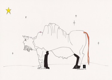 图画 标题为“Le Taureau” 由Dominique Frampier, 原创艺术品, 铅笔