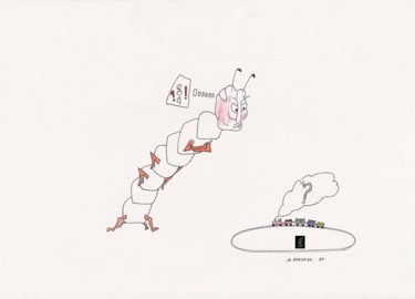 图画 标题为“Tchou-Tchou” 由Dominique Frampier, 原创艺术品, 铅笔
