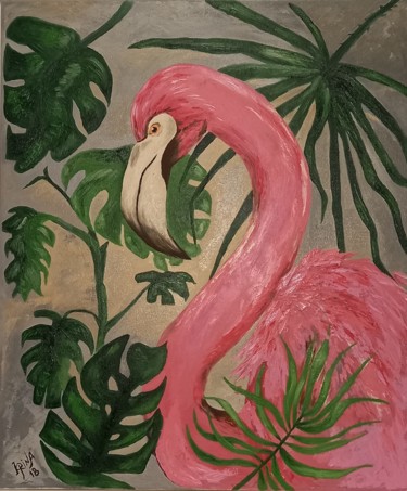 绘画 标题为“Flamingo” 由Irina Ibragimova, 原创艺术品, 油 安装在木质担架架上