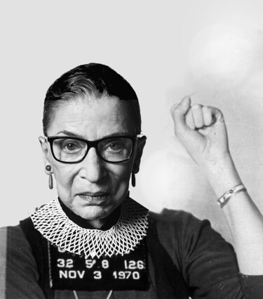 绘画 标题为“RBG Ruth Bader Gins…” 由Tony Rubino, 原创艺术品, 丙烯 安装在木质担架架上