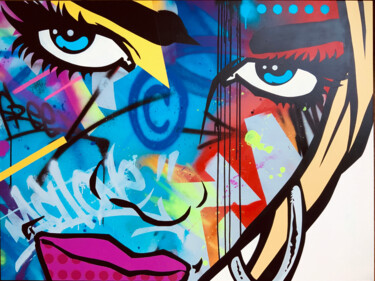 Painting titled "A Way To Fame" by Mach-One, Original Artwork, Spray paint Mounted on Wood Stretcher frame