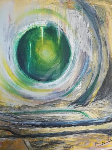 绘画 标题为“"La lune verte"” 由Iolanda Pasquali, 原创艺术品, 丙烯