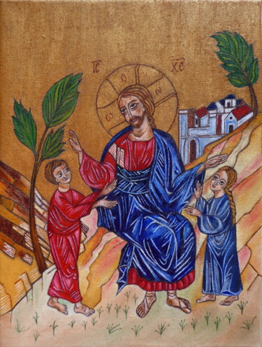 Painting titled "La bénédistion des…" by Laure Barlet, Original Artwork, Oil