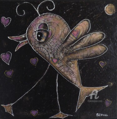 Le poissonneau arlequin (2) Painting titled "Le poissonneau arle…" by Brigitte Conan (Steva), Original Artwork, Acrylic Mounted on Wood Stretcher frame