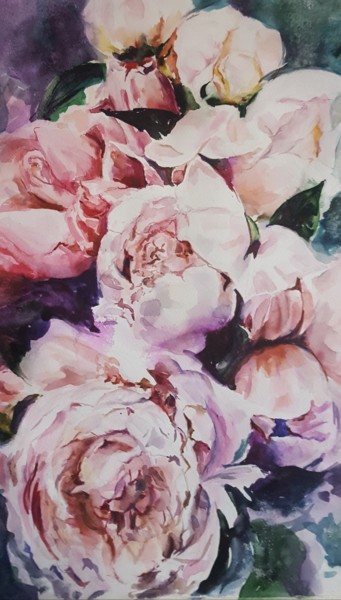 Peinture intitulée "Мои  акварели "Пион…" par Natali Didukh, Œuvre d'art originale, Aquarelle