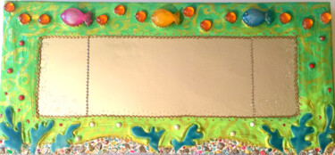 miroirs " aquarium" 29 X 60 cm" Design intitulée "miroirs " aquarium"…" par Odile Maffone Mosaïque Joyeuse, Œuvre d'art originale, Mosaïque