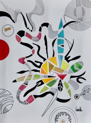 Dessin intitulée "21 016 Rayons noirs" par Pascal Cavalli, Œuvre d'art originale, Encre