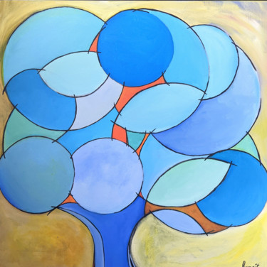 Painting titled "Dans son jardin" by Bguerin, Original Artwork, Acrylic Mounted on Wood Stretcher frame